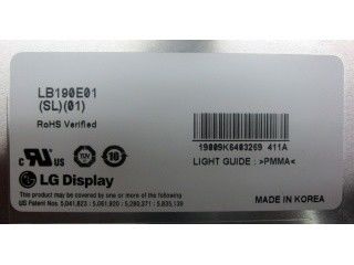 LB190E01-SL01 Grayscale 8 Bit 19 Inch LG TFT Display 85/85/85/85 (Min.)